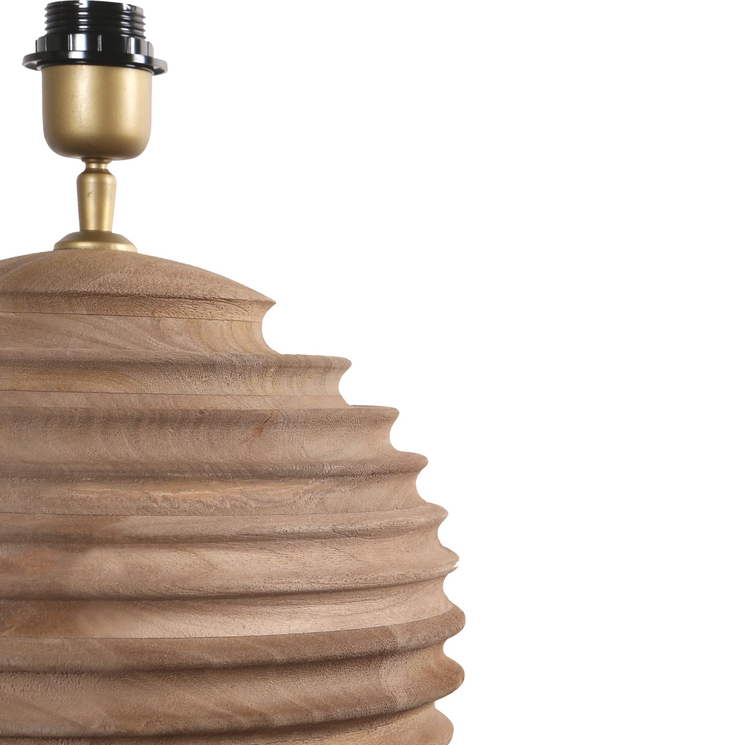 Roven Natural mango wood ribbed table lamp base PTMD