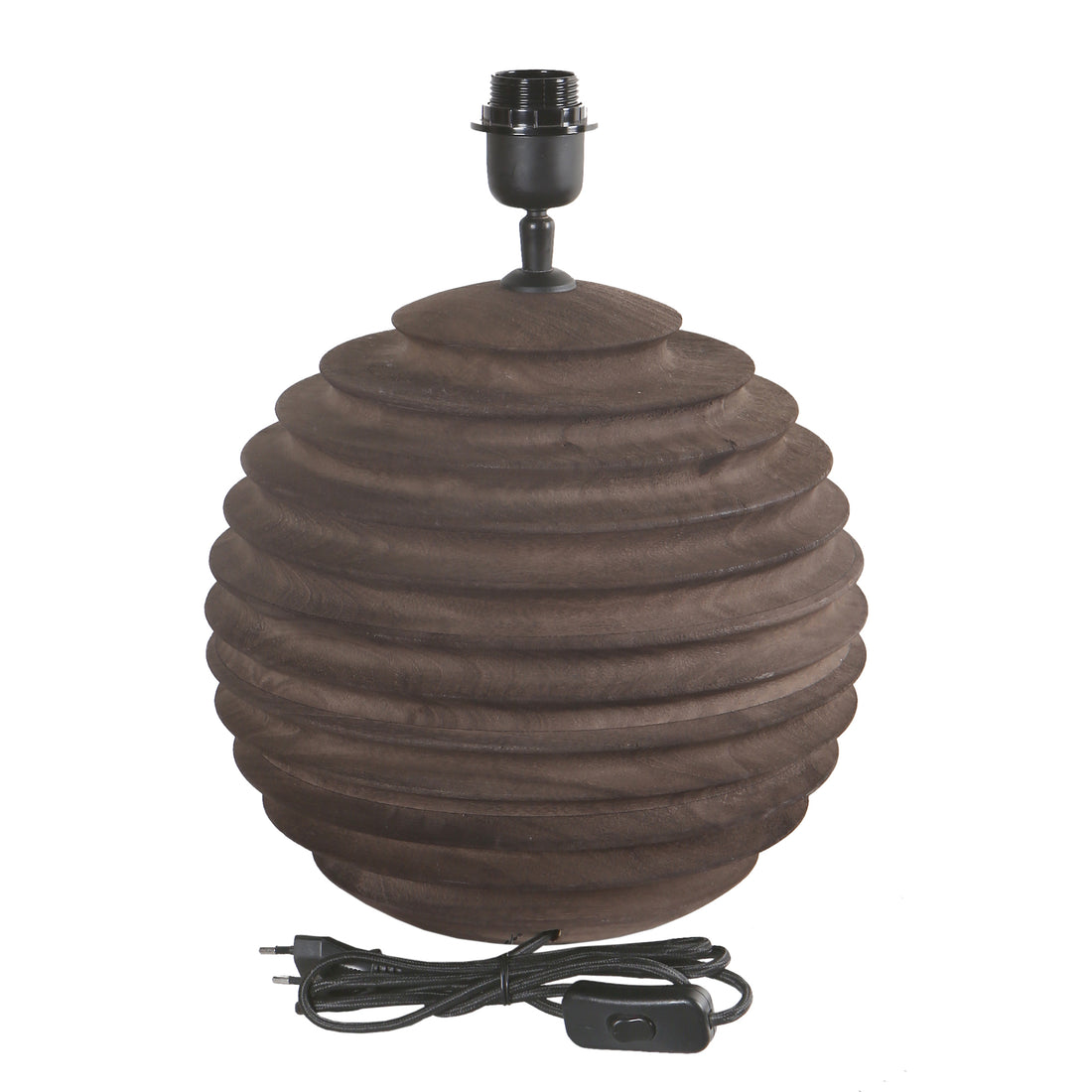 Roven Brown mango wood ribbed table lamp base PTMD