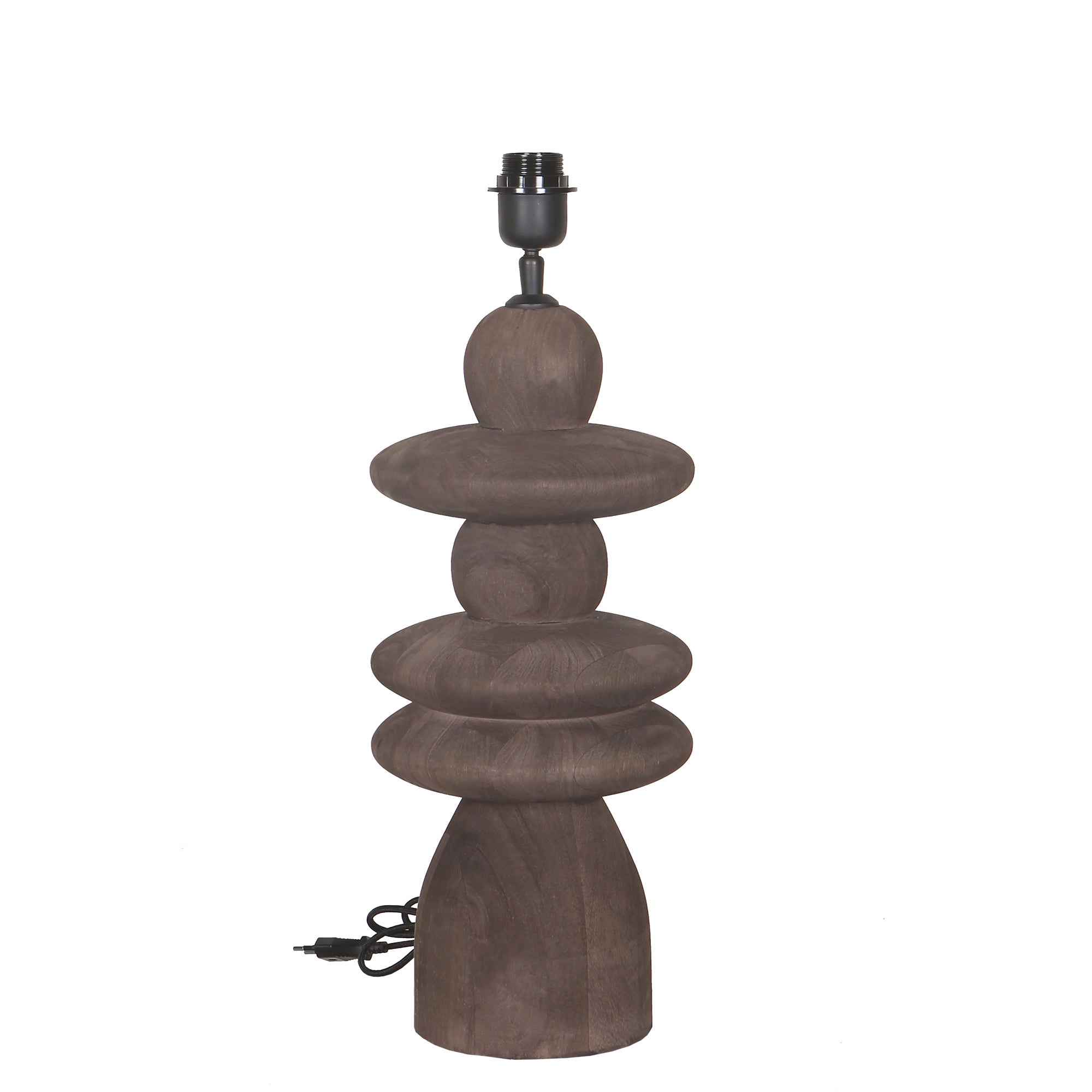 Callain Brown mango wood table lamp base round PTMD