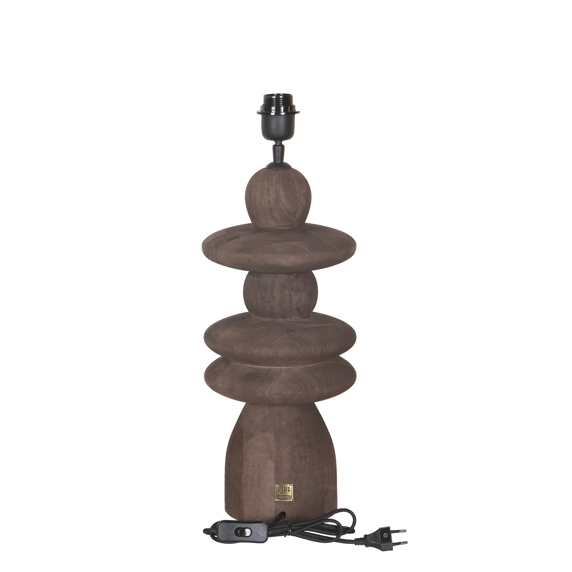 Callain Brown mango wood table lamp base round PTMD