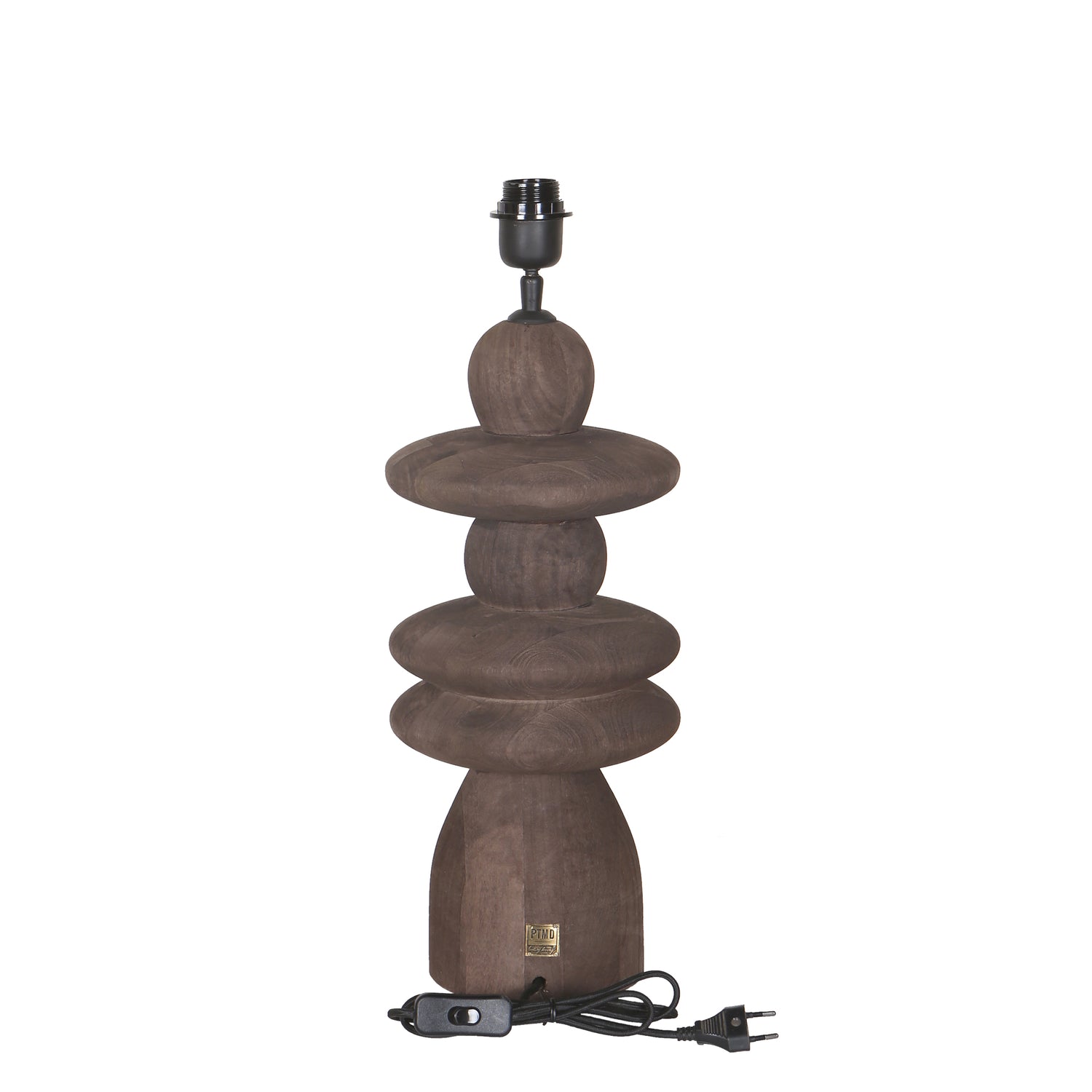 Callain Brown mango wood table lamp base round PTMD