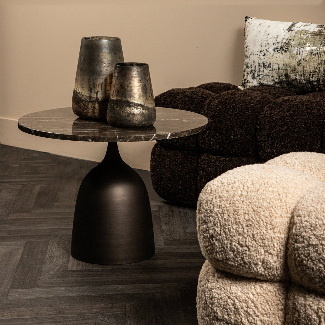 Patras side table brown marble PTMD