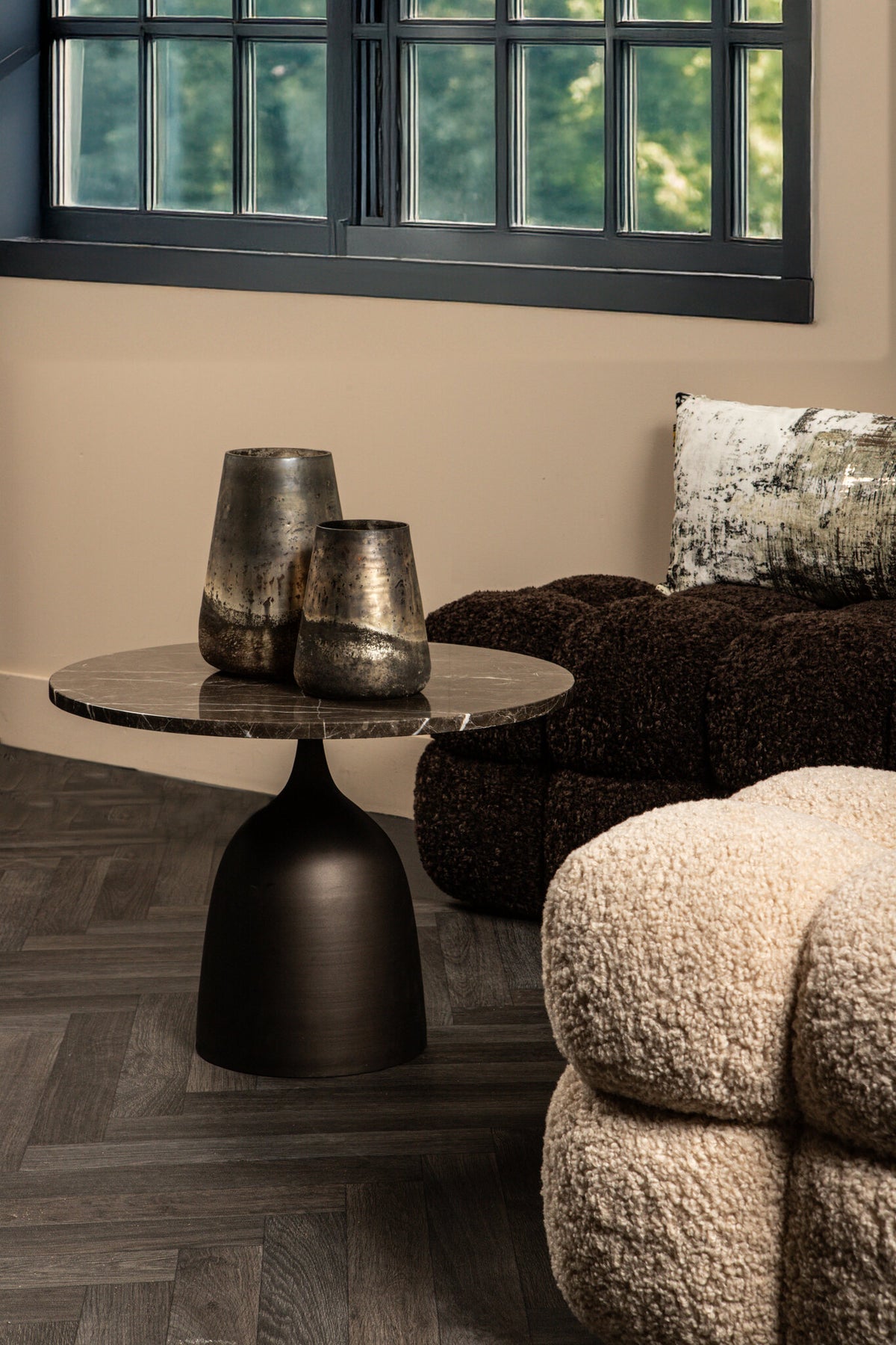 Patras side table brown marble PTMD