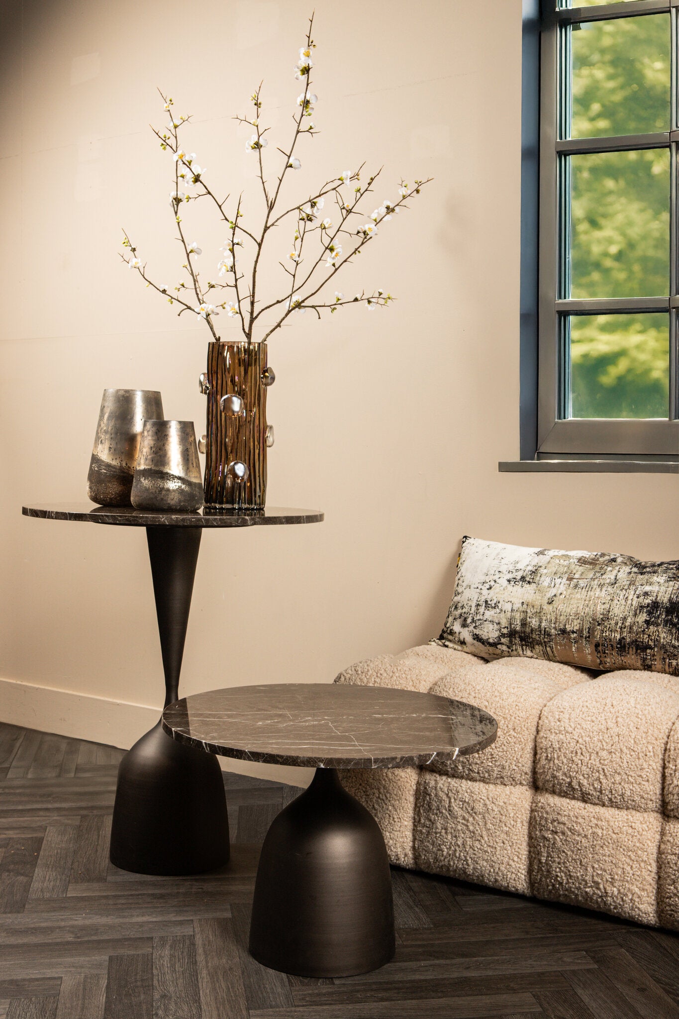 Patras side table brown marble PTMD