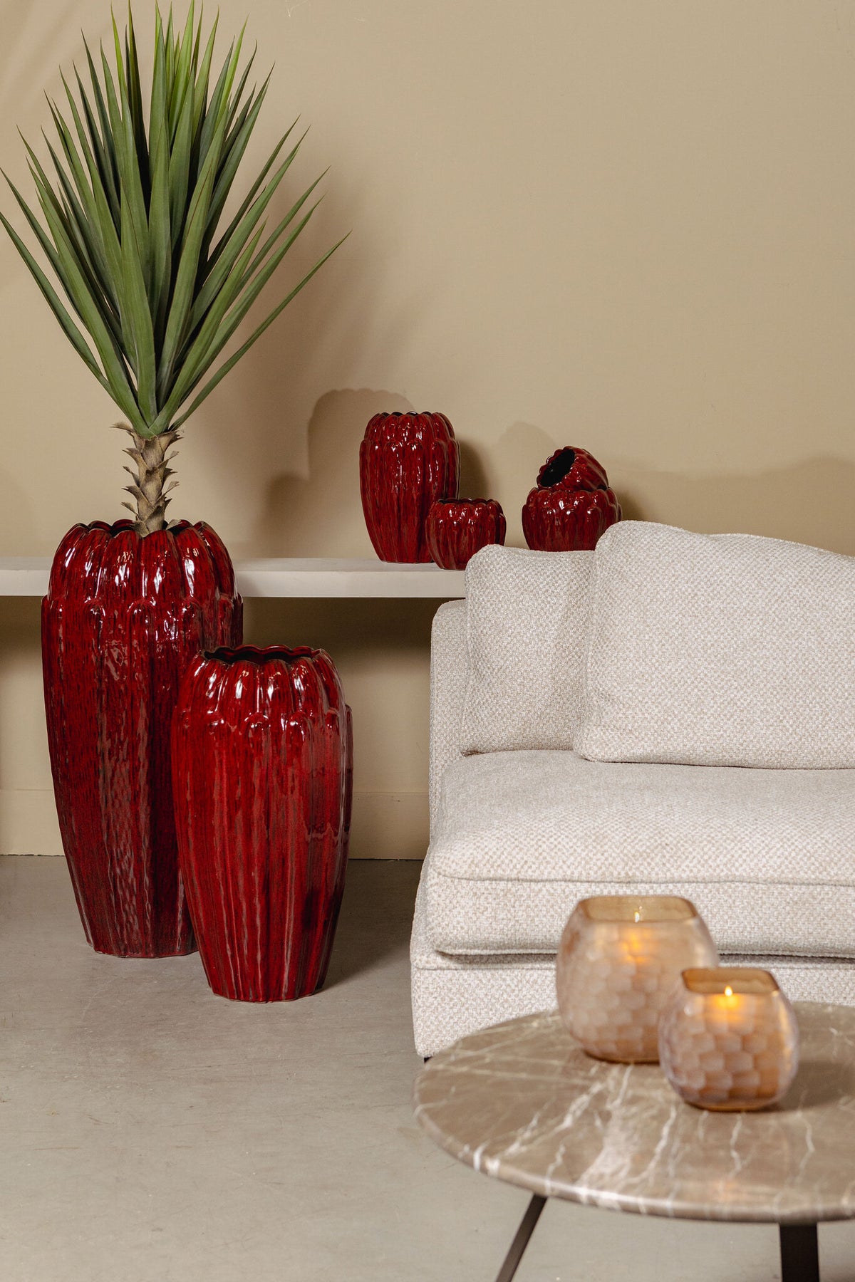 Patras side table brown marble PTMD