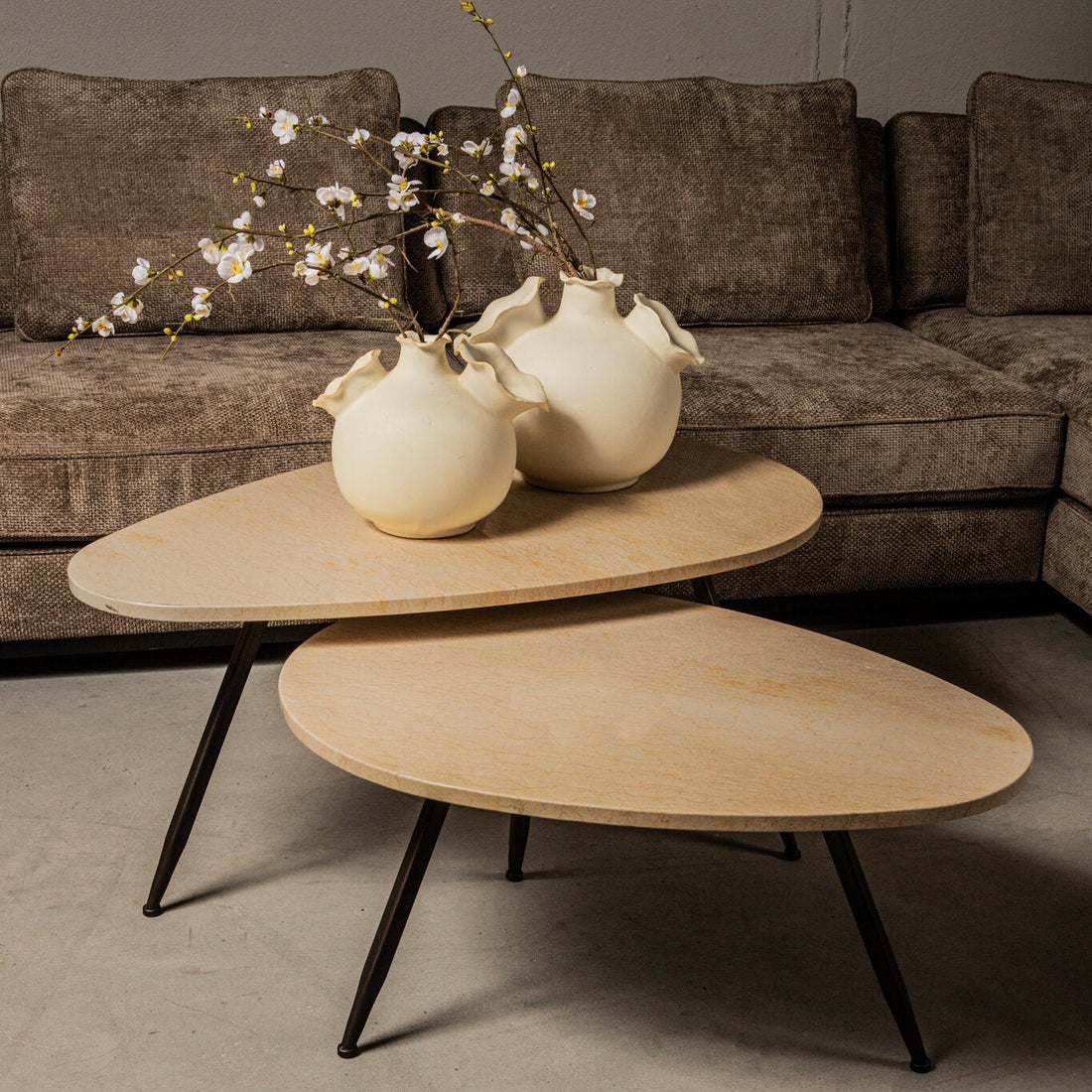 Veria Salontafel Beige Marmer set of 2 PTMD