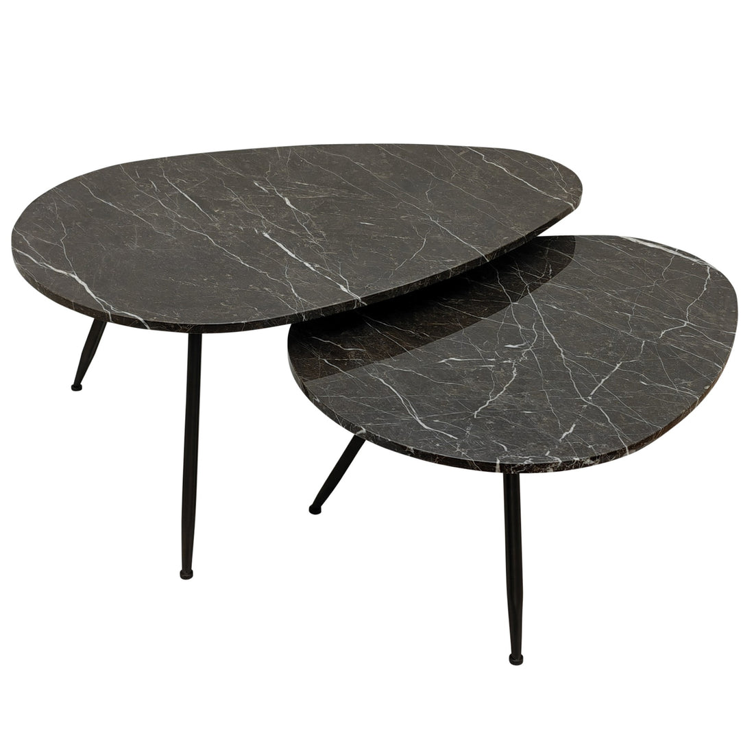 Salontafel Veria Bruin Marmer Set van 2 PTMD