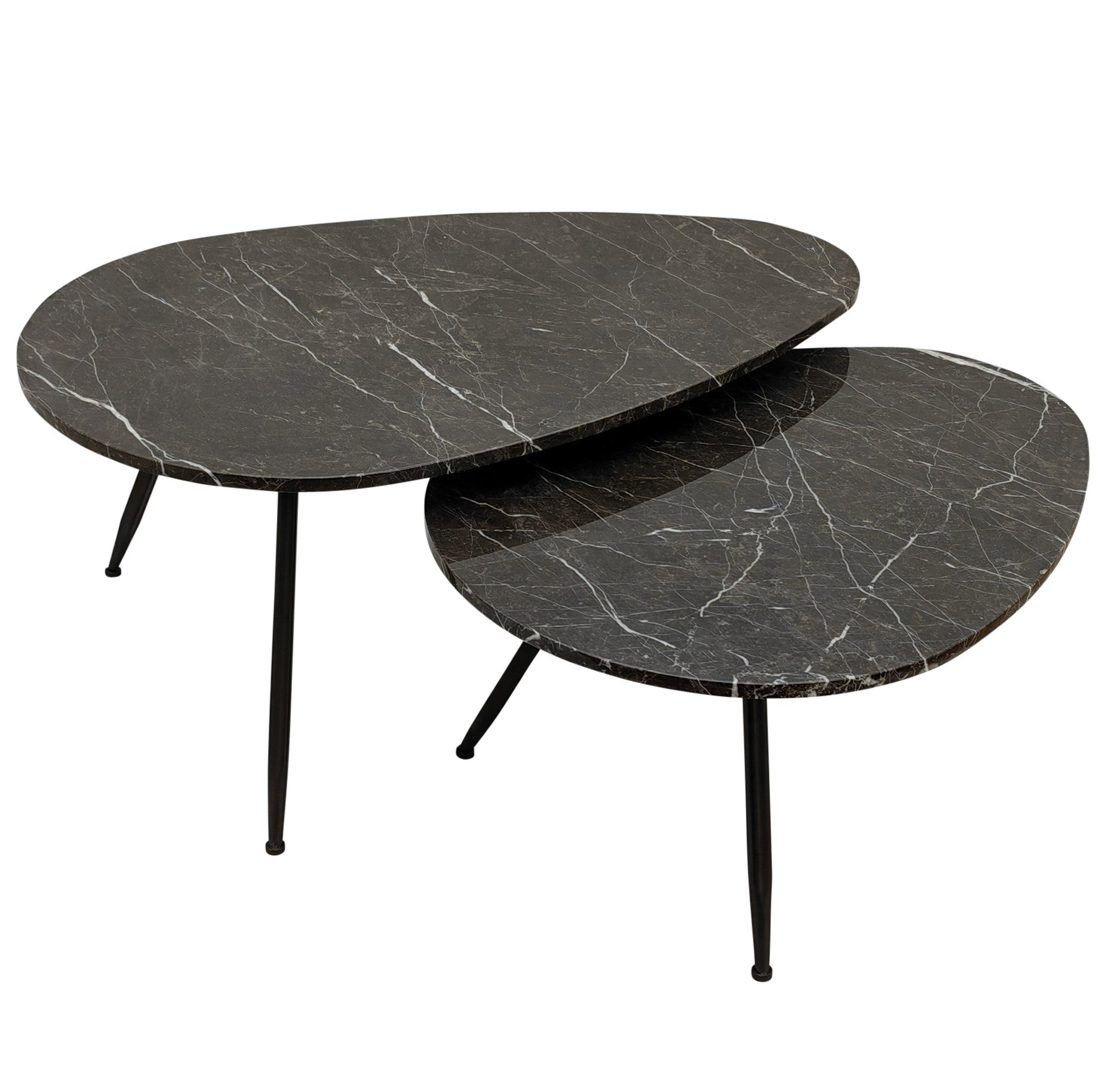 Salontafel Veria Bruin Marmer Set van 2 PTMD