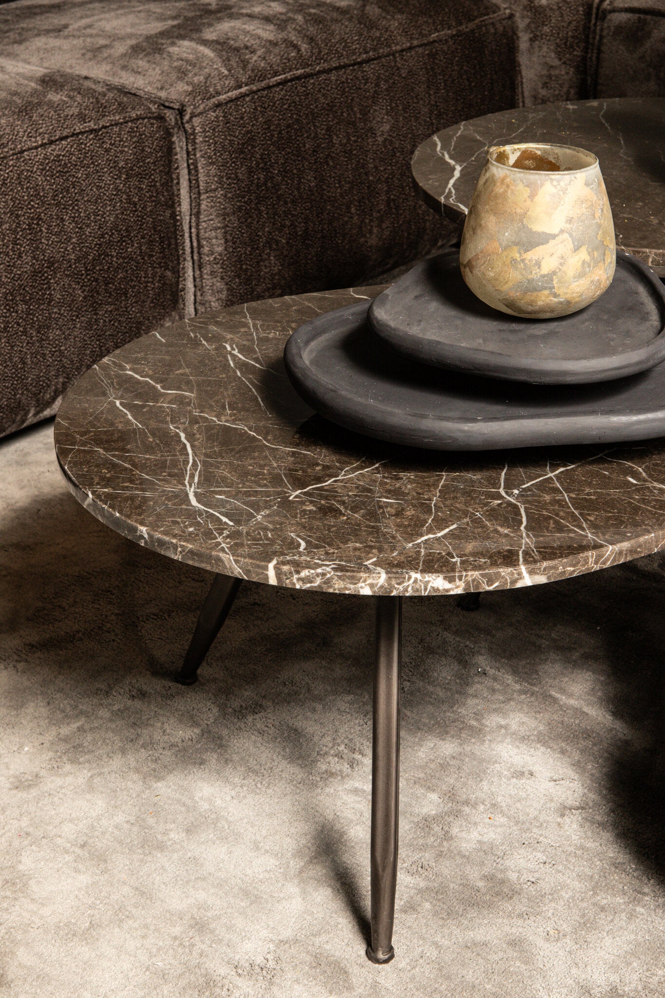 Salontafel Veria Bruin Marmer Set van 2 PTMD