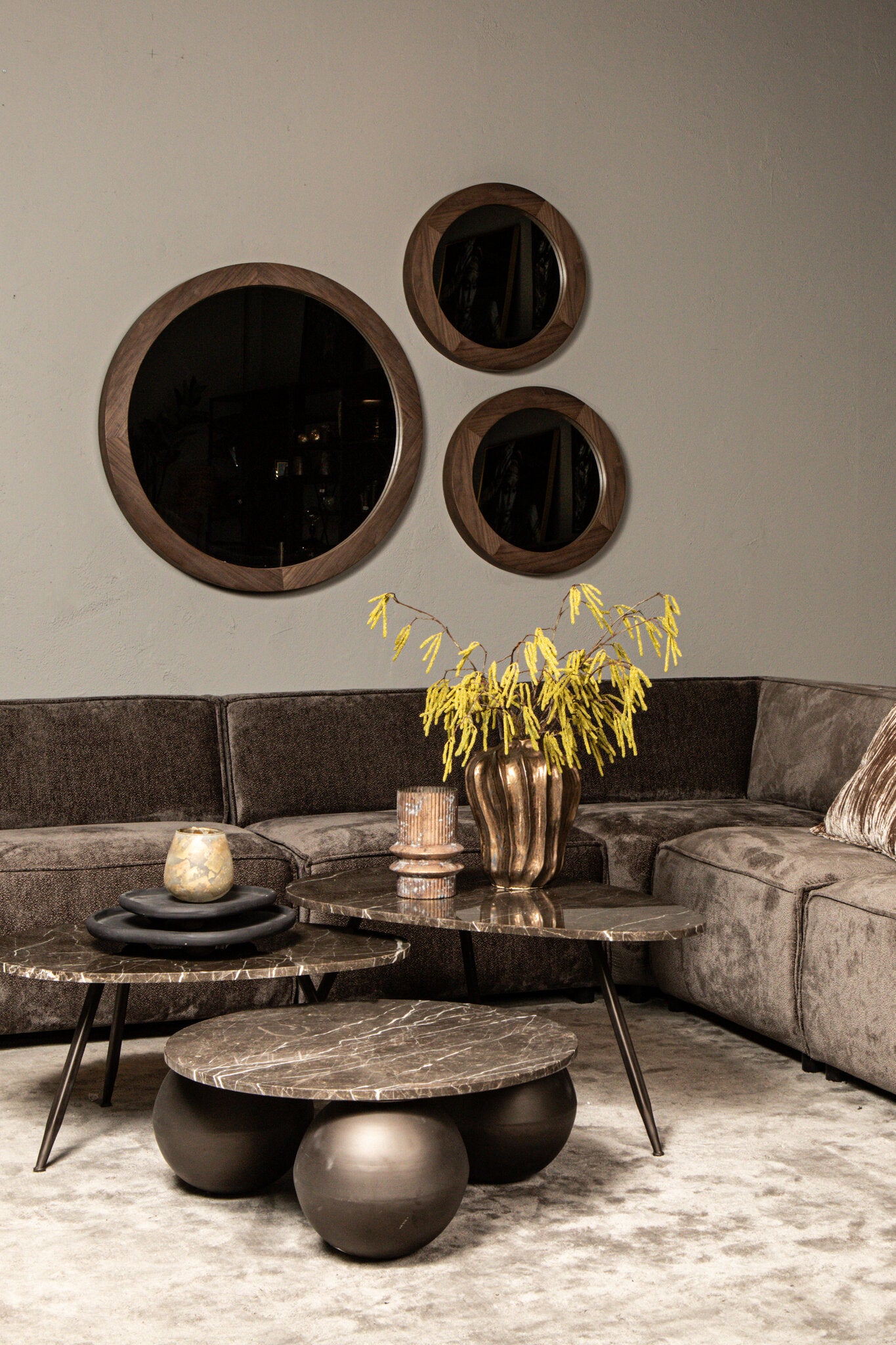 Salontafel Veria Bruin Marmer Set van 2 PTMD