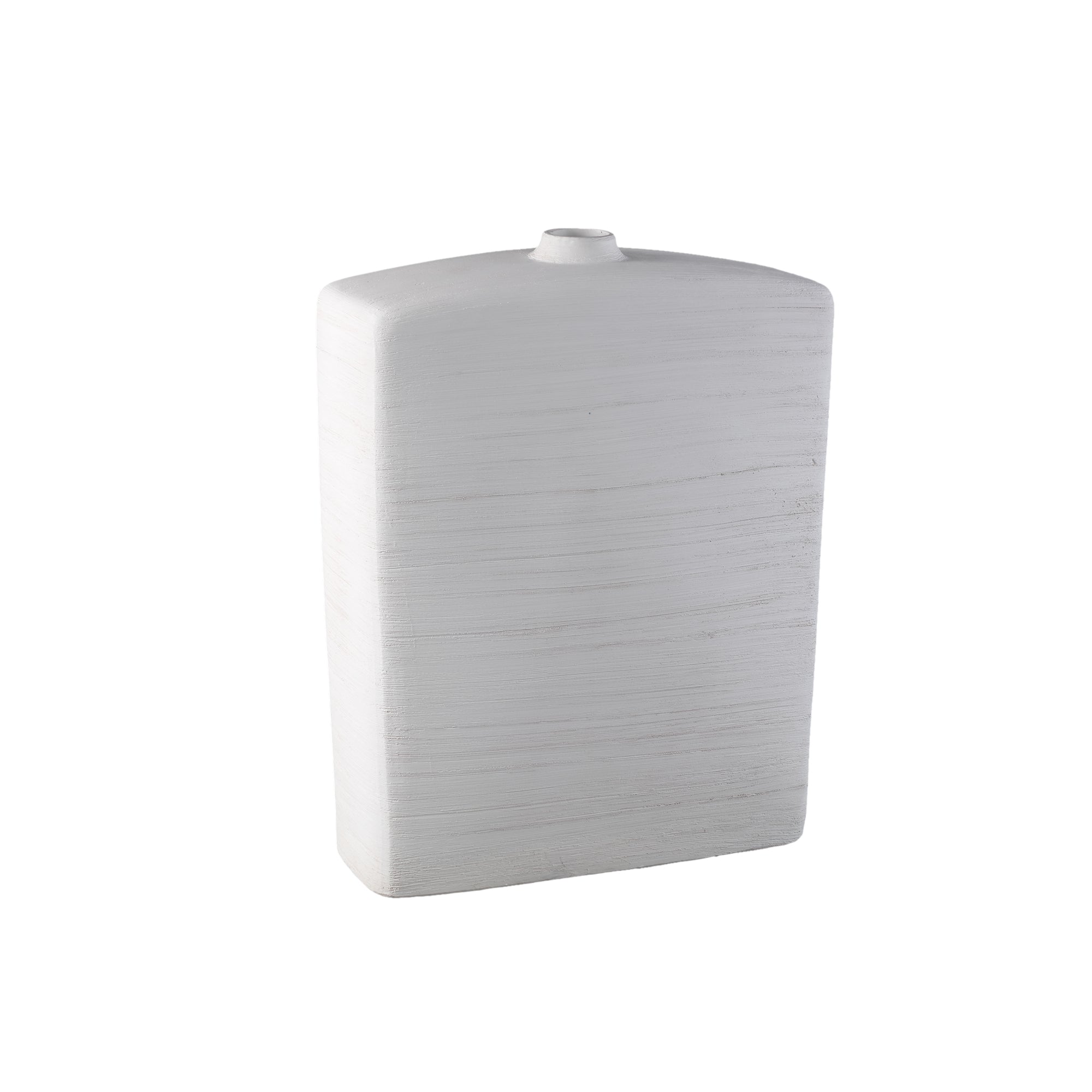 Janettee White rectangle shaped ceramic bottle S PTMD