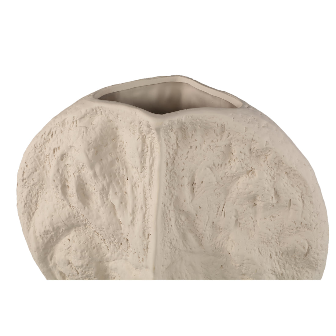 Linos Taupe matt ceramic structure round vaas L PTMD