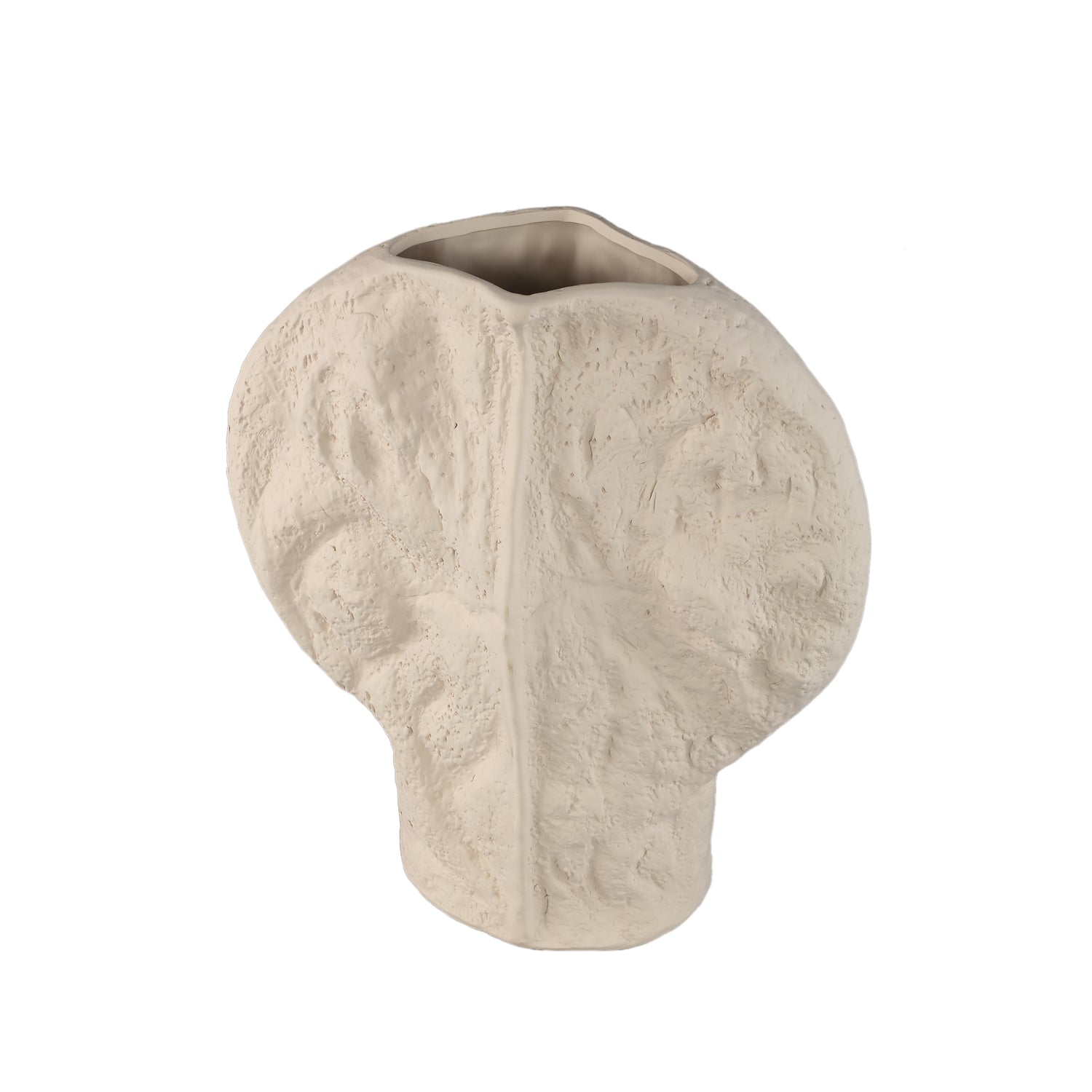 Linos Taupe matt ceramic structure round vaas L PTMD