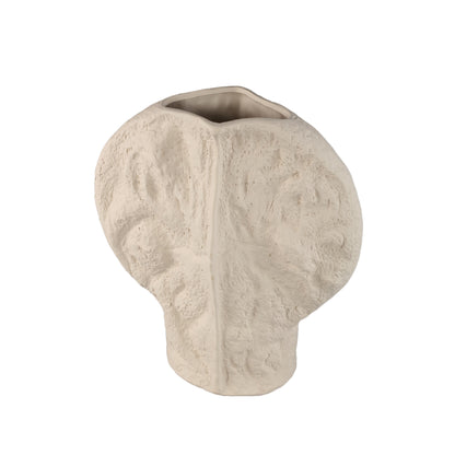 Linos Taupe matt ceramic structure round vaas L PTMD