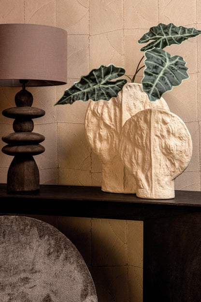 Linos Taupe matt ceramic structure round vaas S PTMD