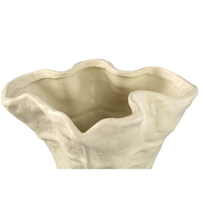 Reff Cream Matt Ceramic Wavy Shaped Pot L 27,5x24x25cm PTMD