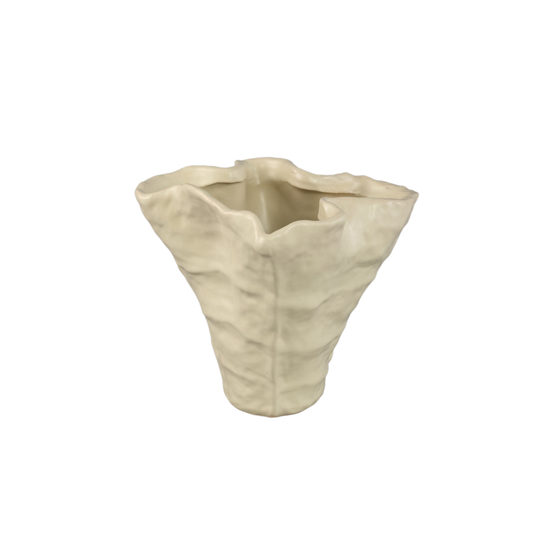 Reff Cream Matt Ceramic Wavy Shaped Pot M 25x23x21 PTMD
