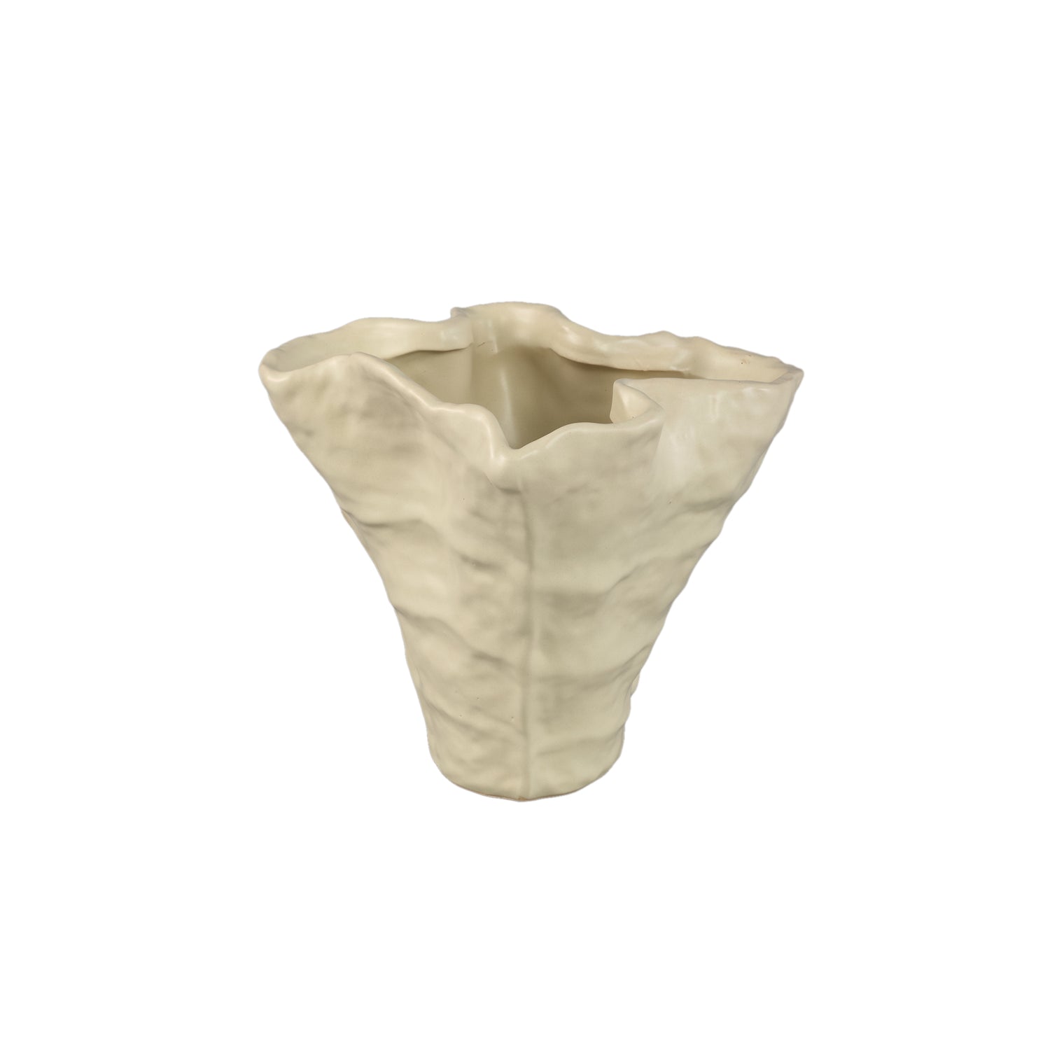 Reff Cream Matt Ceramic Wavy Shaped Pot M 25x23x21 PTMD