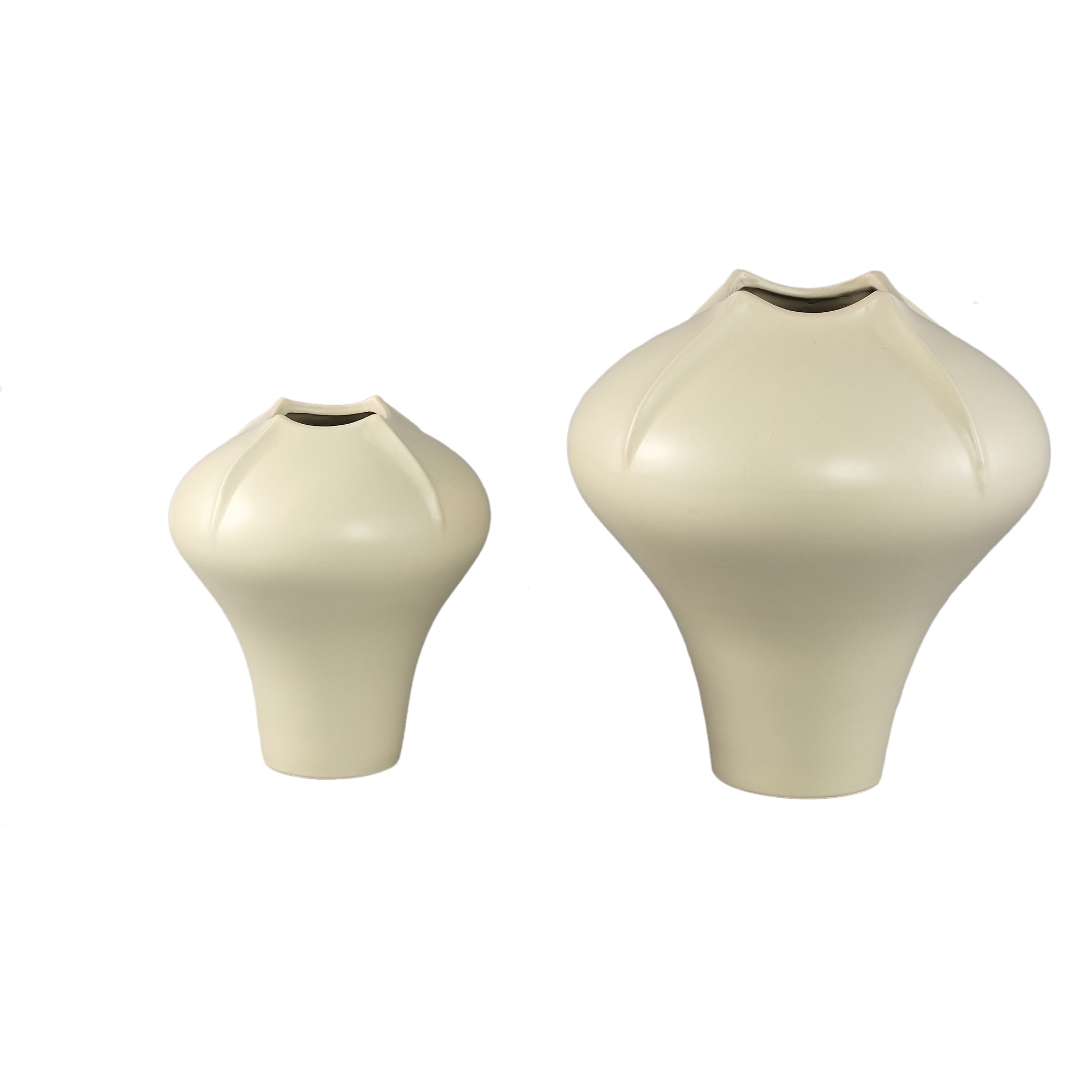 Ginos Cream Matt Ceramic Organic Bulb Vase S PTMD