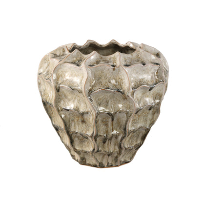 Pot Cedric Cream Keramiek Rond Wavy Mixed Color XL Dia30xH28cm PTMD