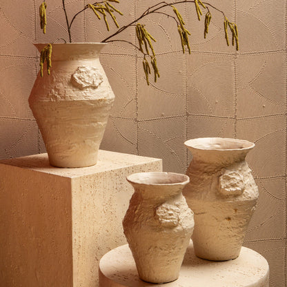 Pot Leandra Beige Ronde Keramische Ruwe Structuur Small PTMD