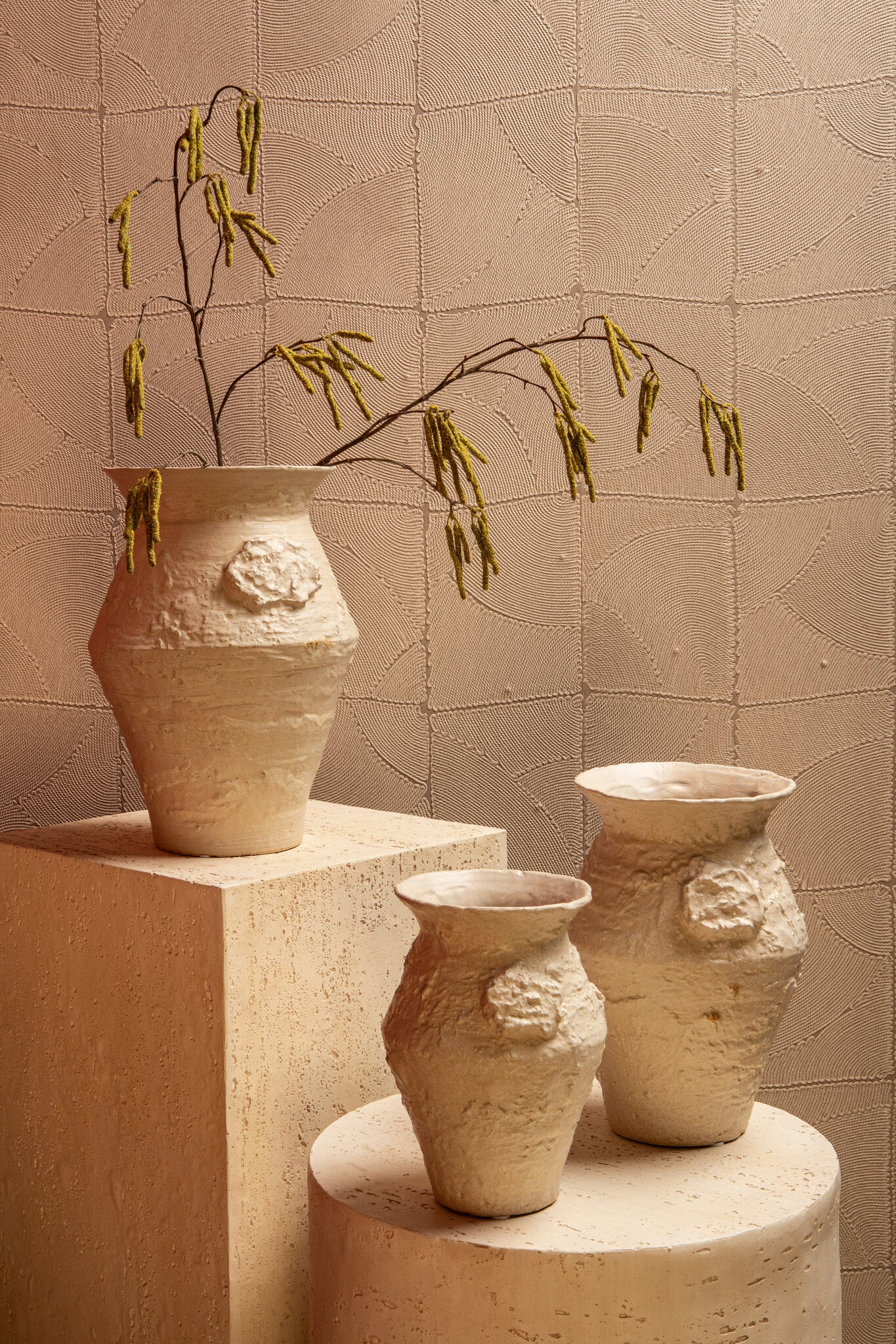 Pot Leandra Beige Ronde Keramische Ruwe Structuur Large PTMD