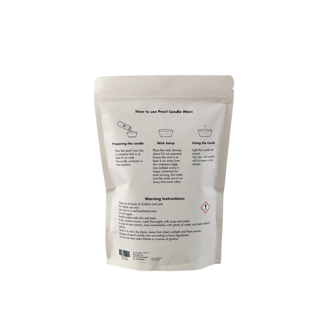 PTMD Pearl Candle Wax 500 gram Warm Grijs + Candle Wax Wick Box