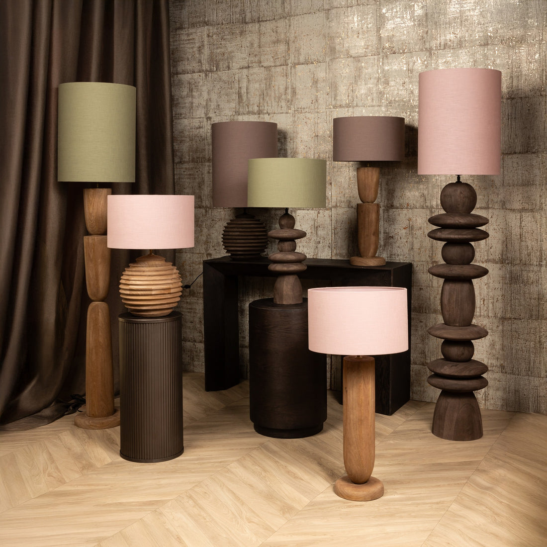 Lampenkap Rivvo - 40x40x50 cm - Katoen - Roze PTMD