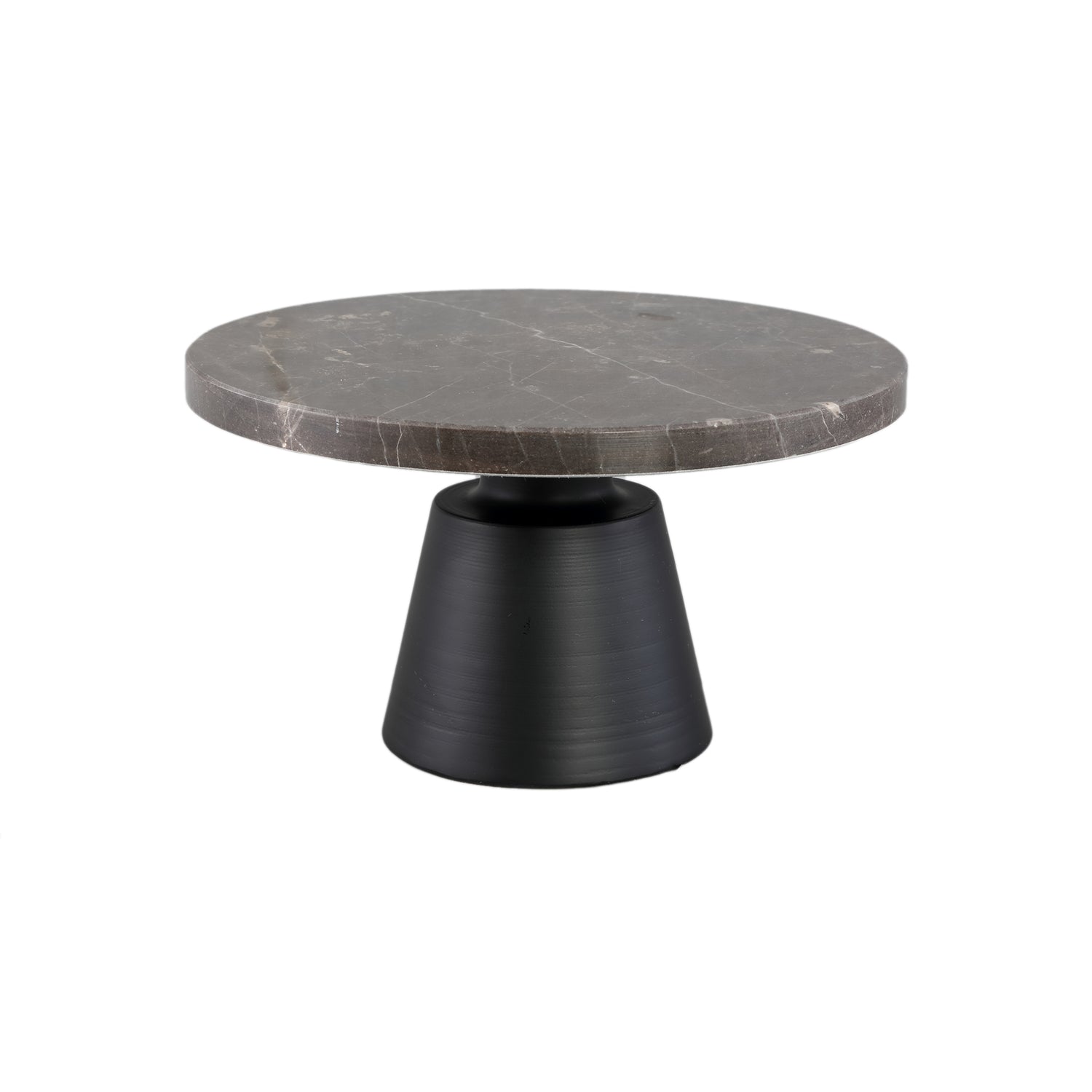 Taartplateau Bridgere Grijs Marmer Display Op Metalen Voet PTMD