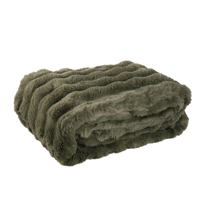 Dunae Moss Green Fake Fur Plaid Dotted Pattern L PTMD