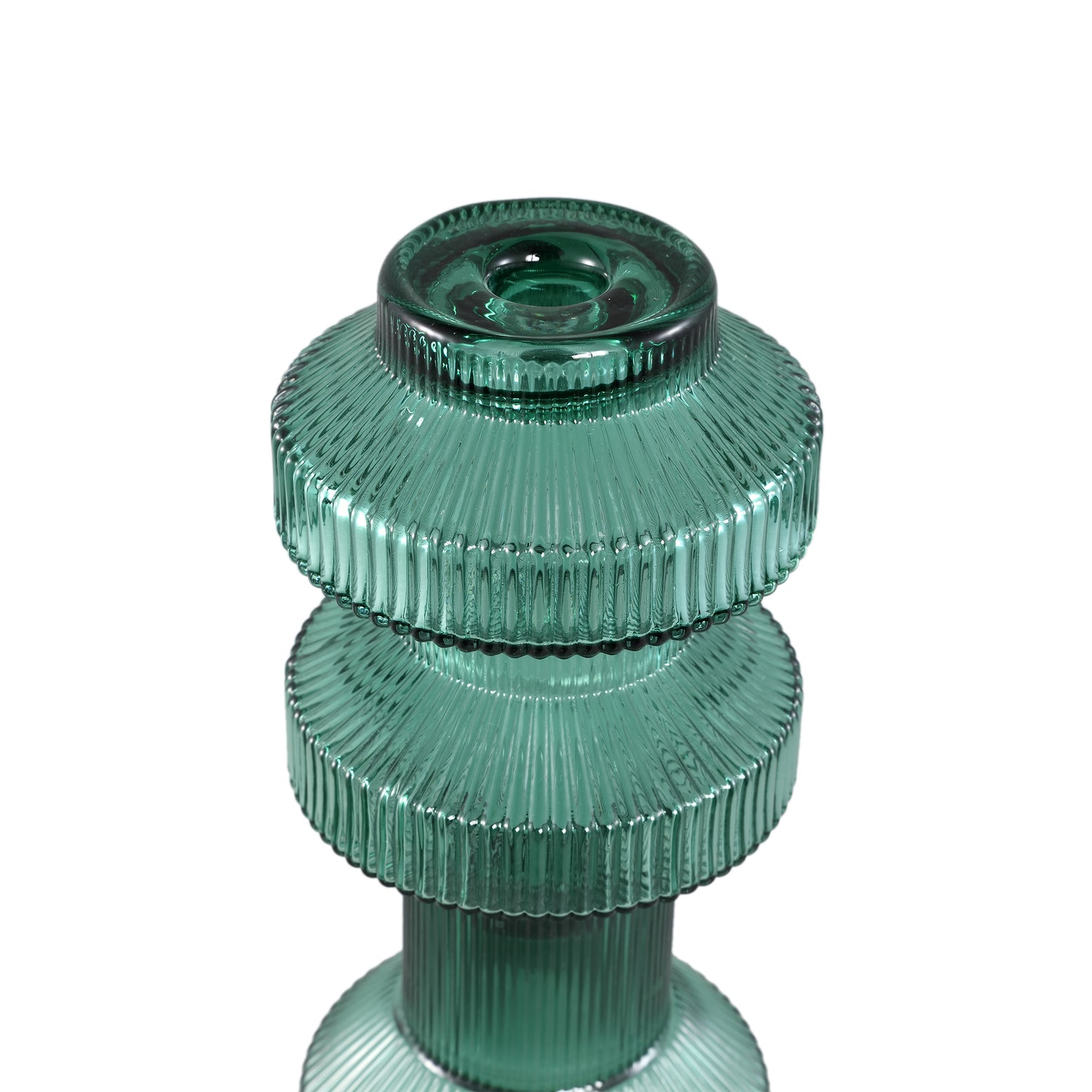 Galinda Donkergroene Geribbelde Glazen Kandelaar Small PTMD
