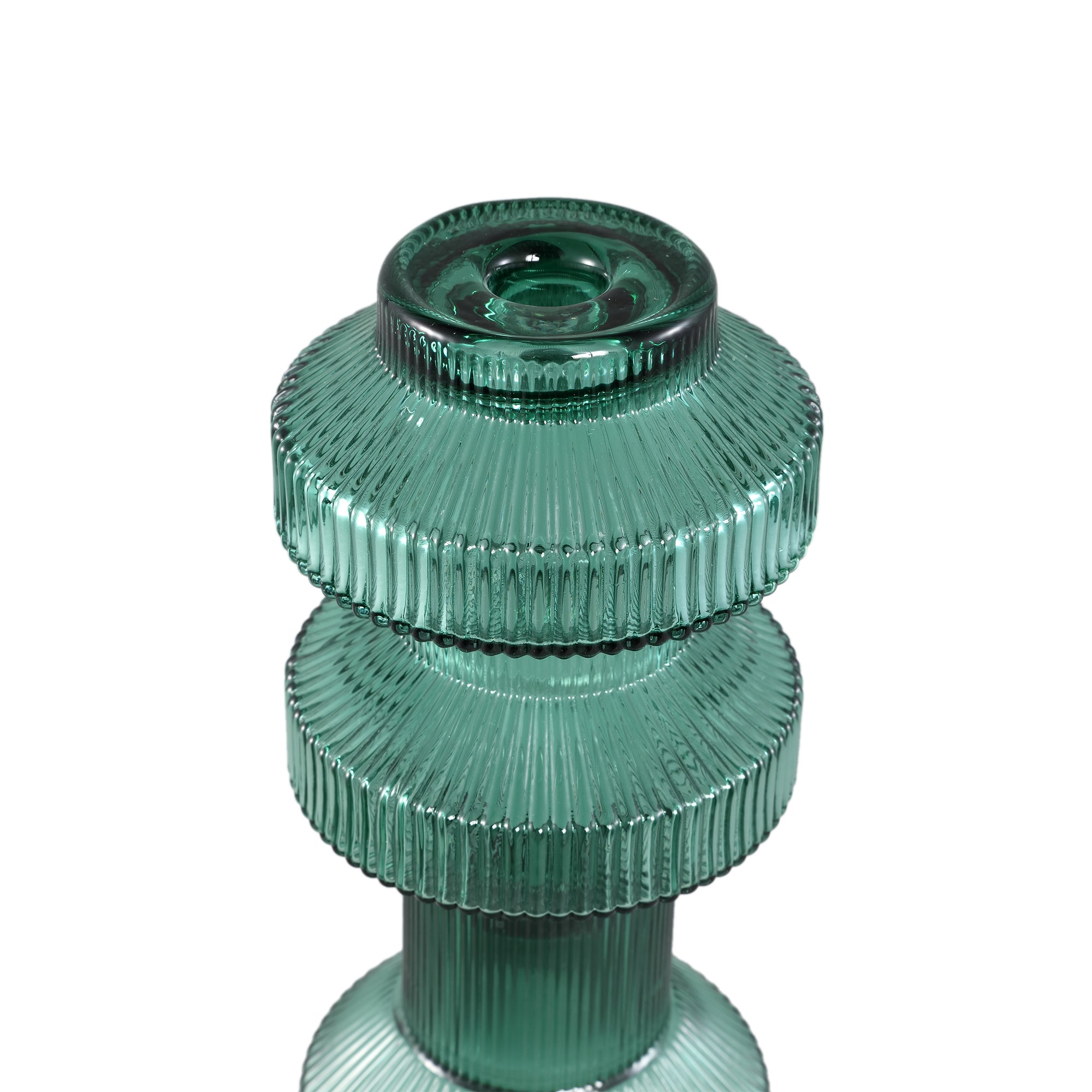 Galinda Donkergroene Geribbelde Glazen Kandelaar Small PTMD