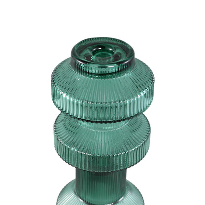 Galinda Donkergroene Geribbelde Glazen Kandelaar Small PTMD