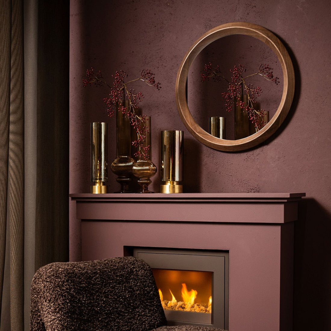 Keala Vaas Amber Glas Geribbeld Rond PTMD Set van 2