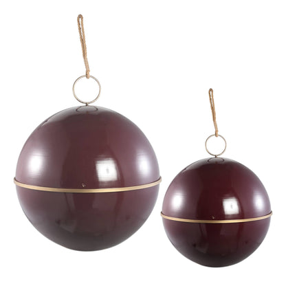 Set van 2 Alva Burgundy Hangende IJzeren Kerstballen PTMD