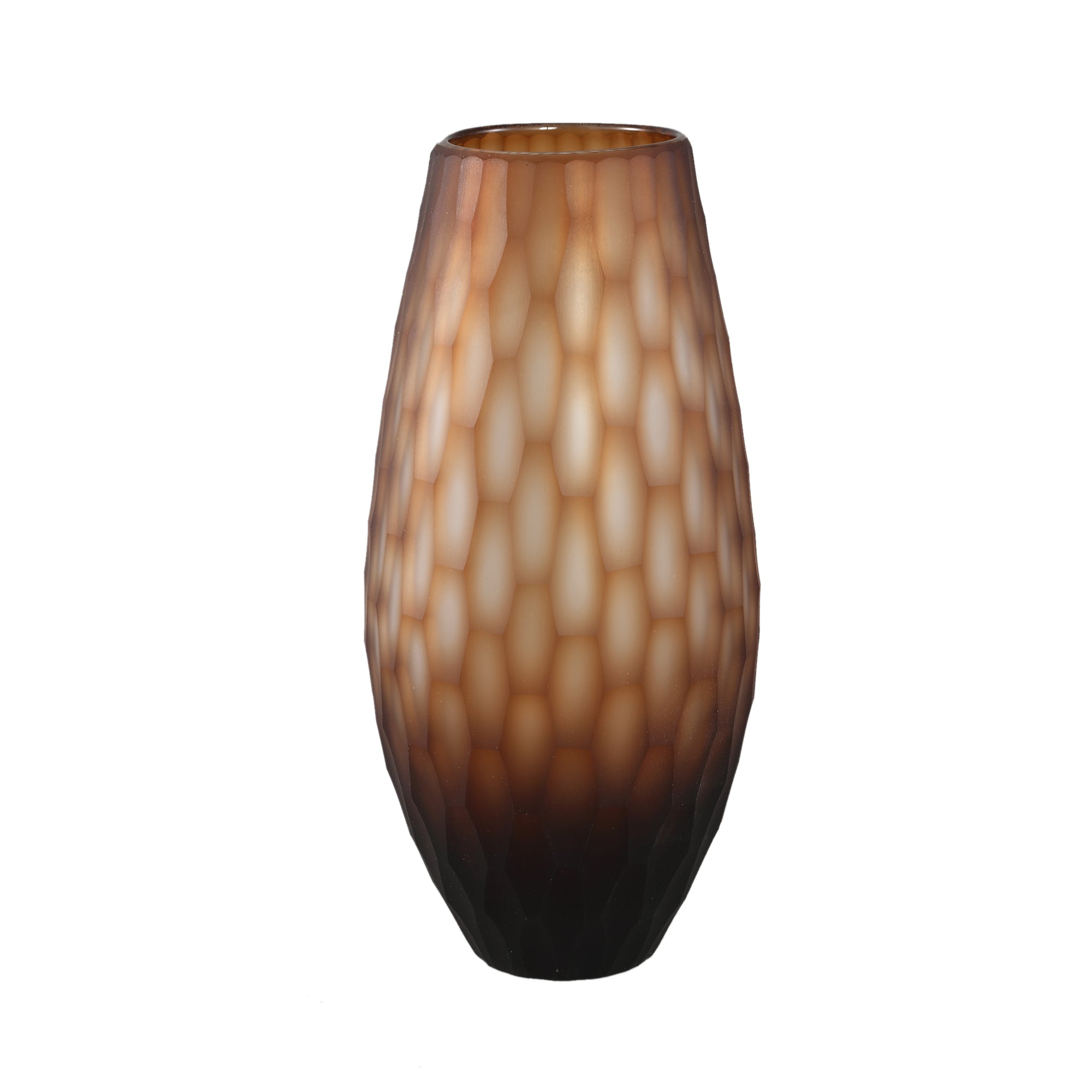 Niels Dark Brown Handcut Solid Glass Vase Round L PTMD