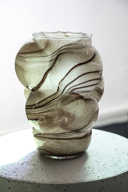 Arenda Cream Solid Glass Vase Marble Finsh Bulbs Large PTMD