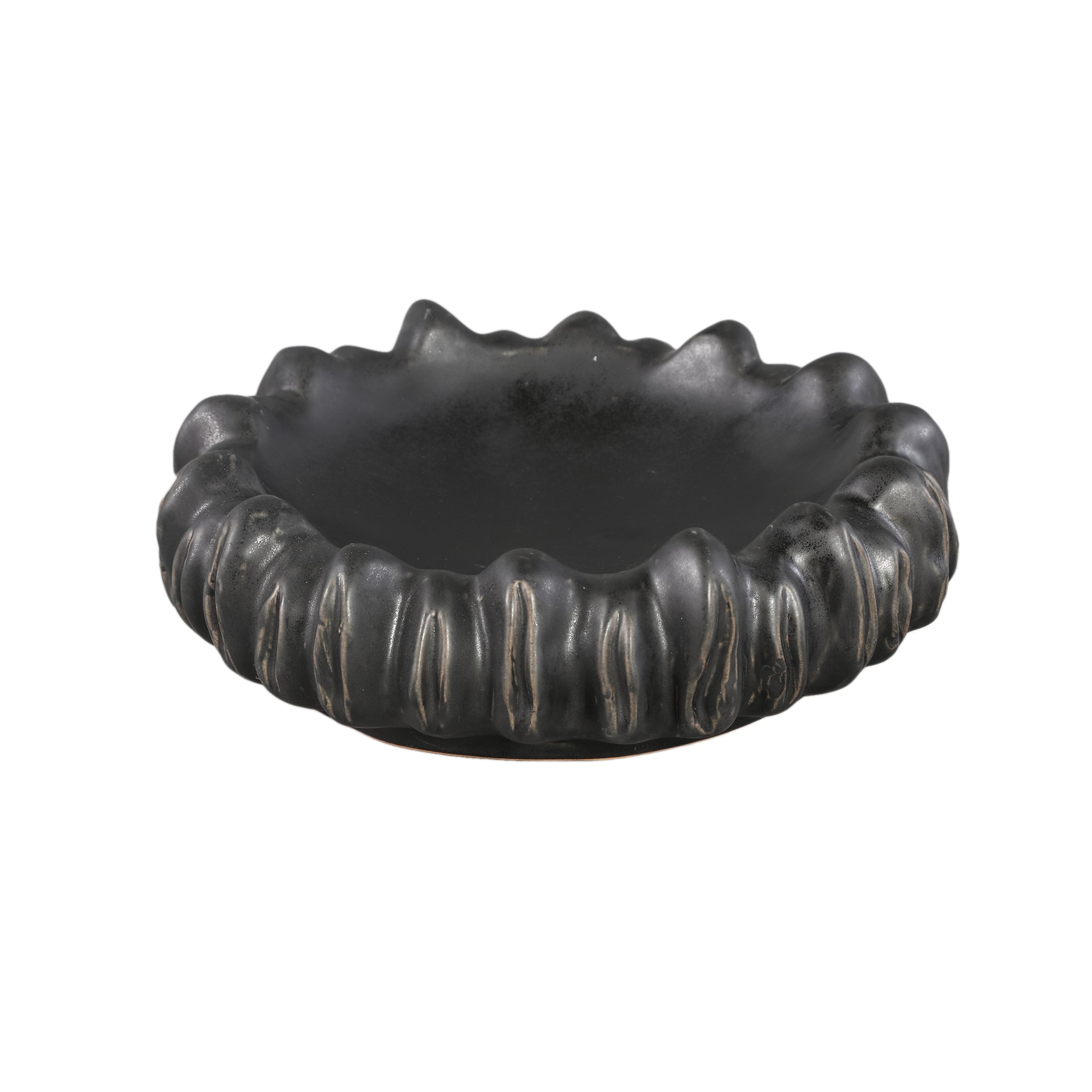 Schaal Luci Zwart Keramiek Ribbel Rond PTMD