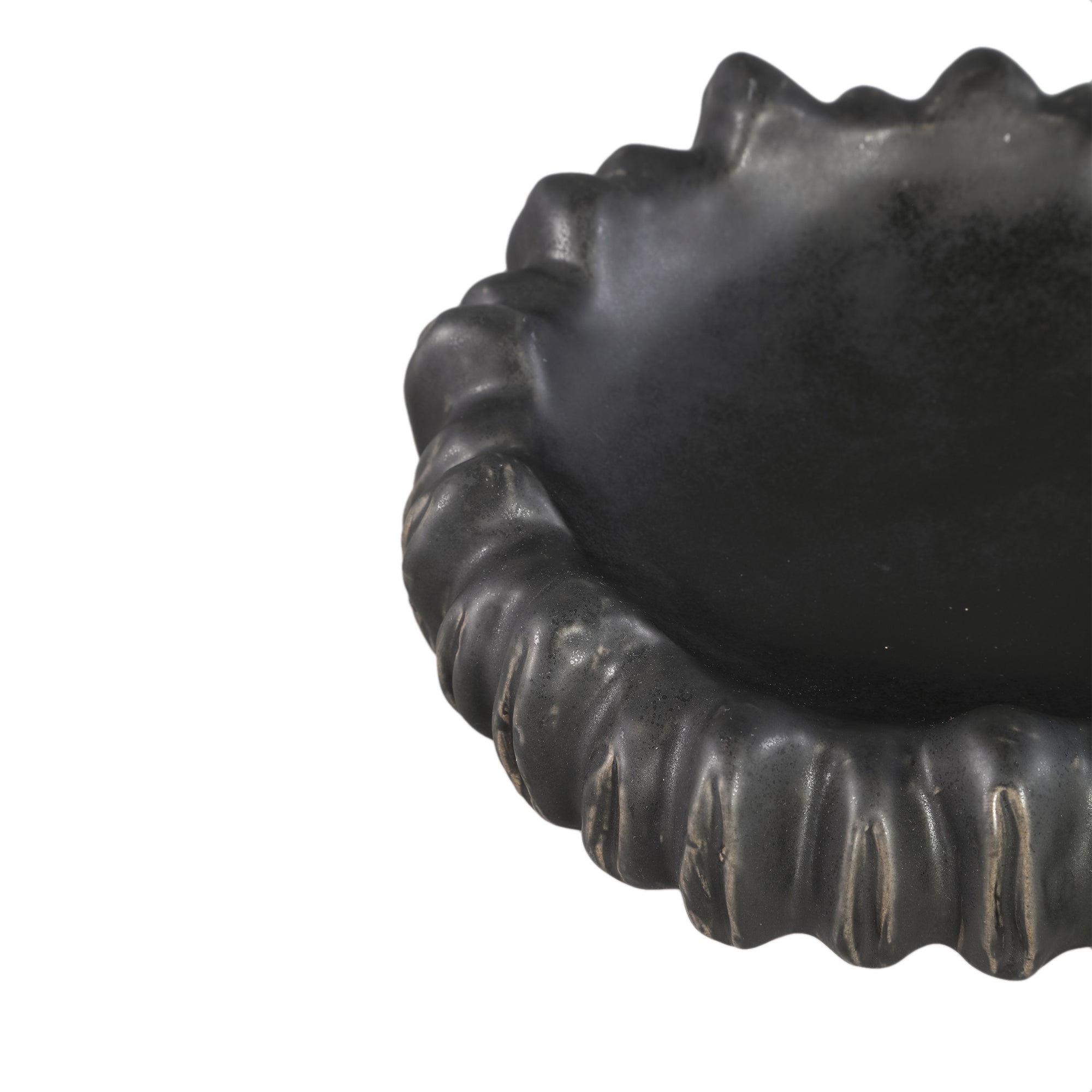 Schaal Luci Zwart Keramiek Ribbel Rond PTMD