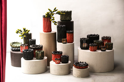 Schaal Luci Zwart Keramiek Ribbel Rond PTMD