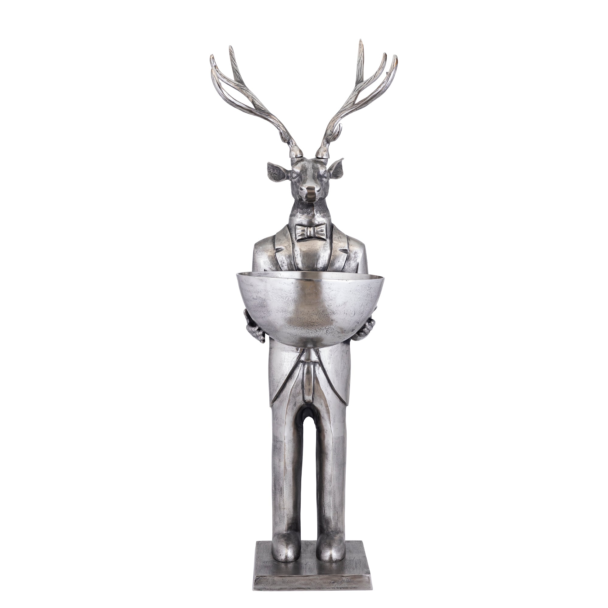 Rendier Beeld met Schaal Gun Metal 192cm Large PTMD