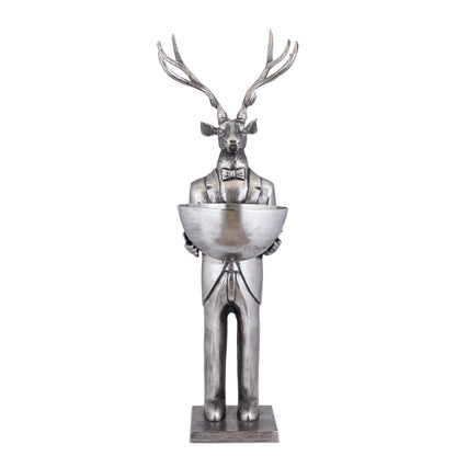 Rendier Beeld met Schaal Gun Metal 192cm Large PTMD