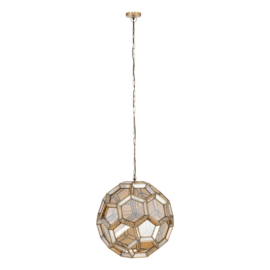 Thyro Antique Brass Glass Amber Ball Lamp 49x49x50cm PTMD