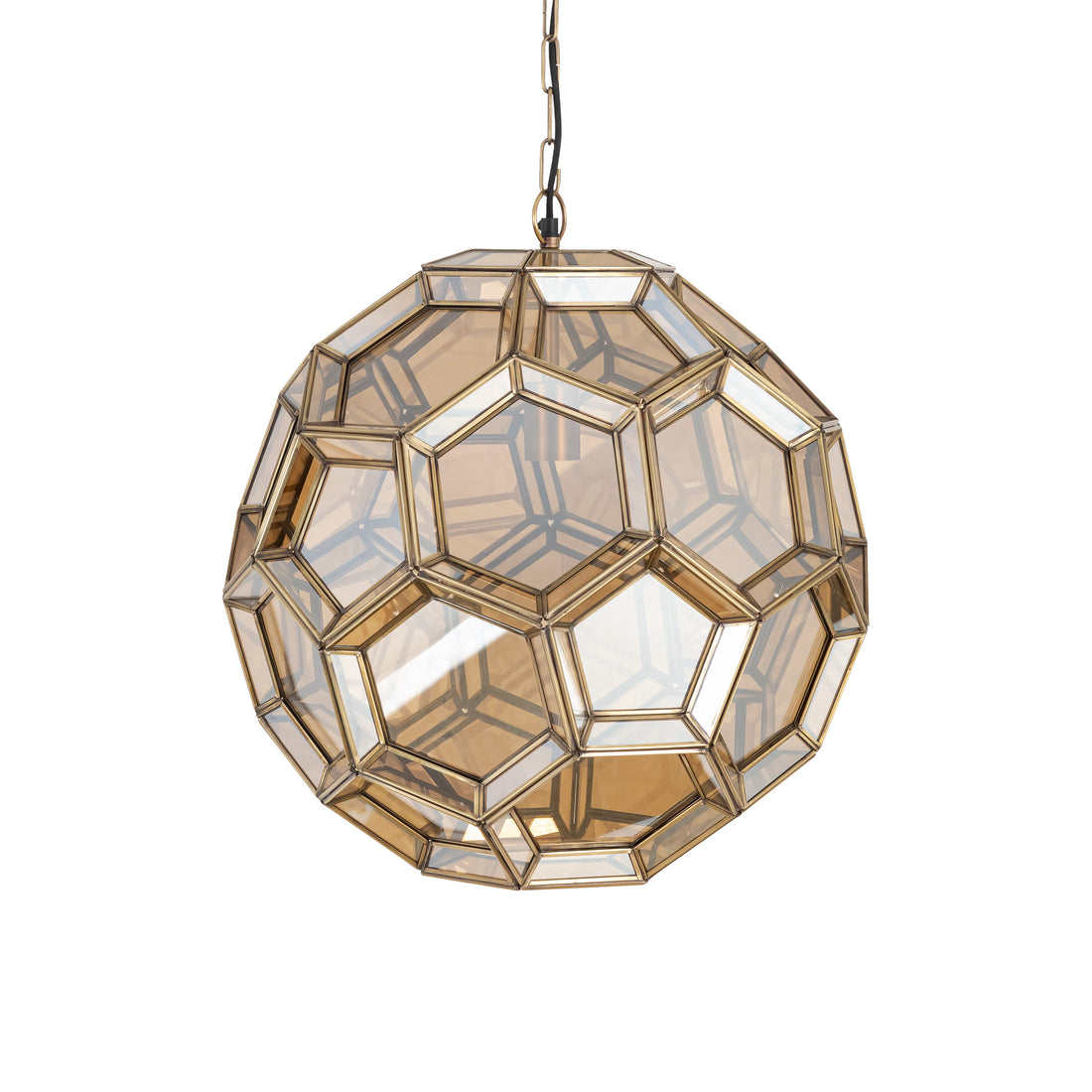 Thyro Antique Brass Glass Amber Ball Lamp 49x49x50cm PTMD