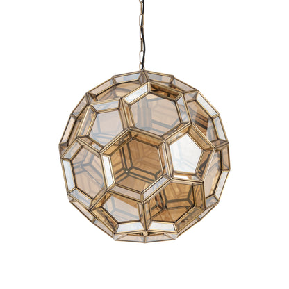 Thyro Antique Brass Glass Amber Ball Lamp 49x49x50cm PTMD