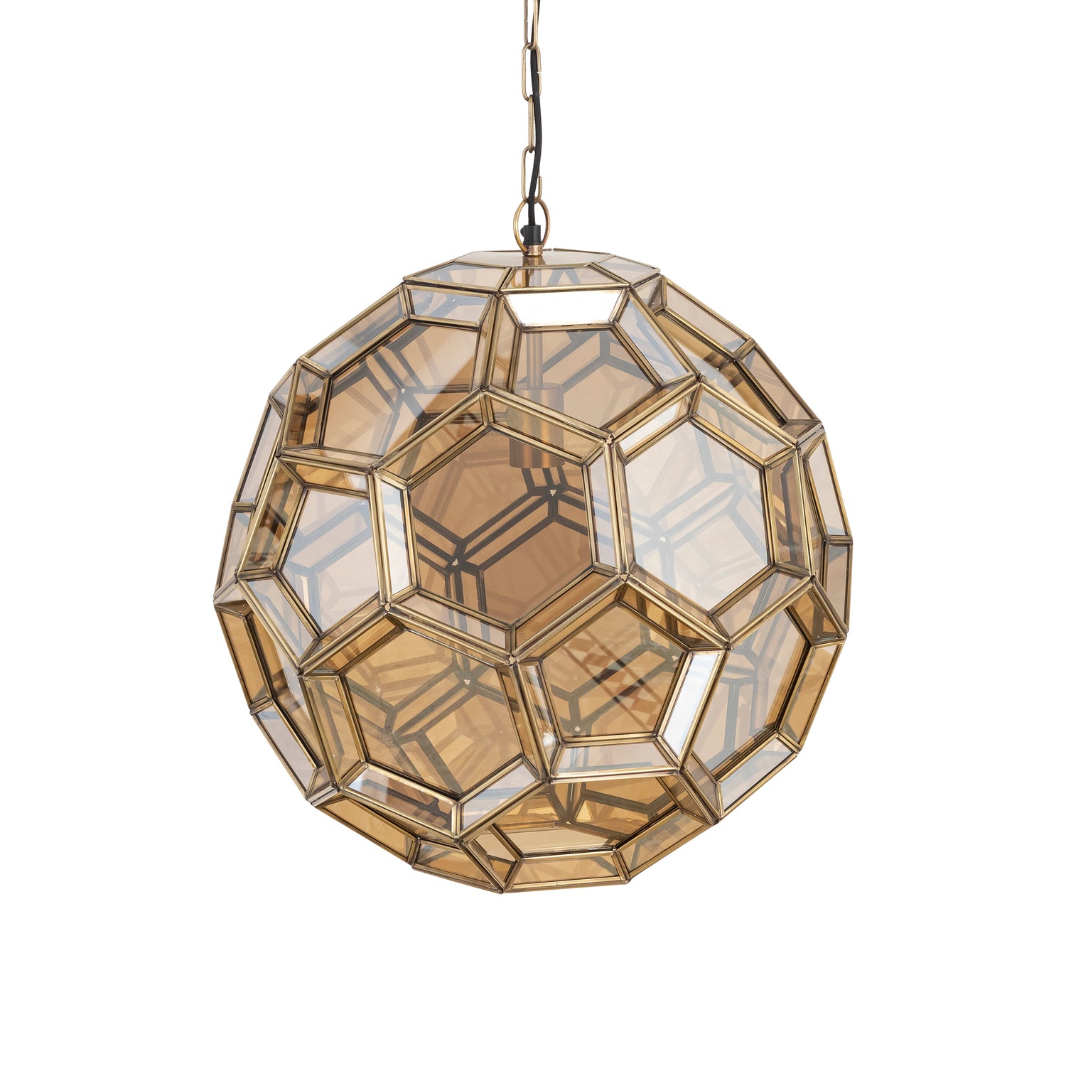 Thyro Antique Brass Glass Amber Ball Lamp 49x49x50cm PTMD