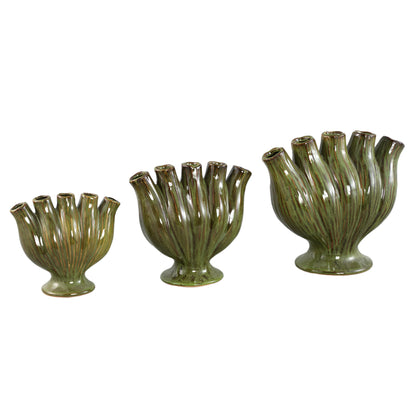 Gylian Green Tubes Shaped Ceramic Vaas L 33x 17.5x 30cm PTMD