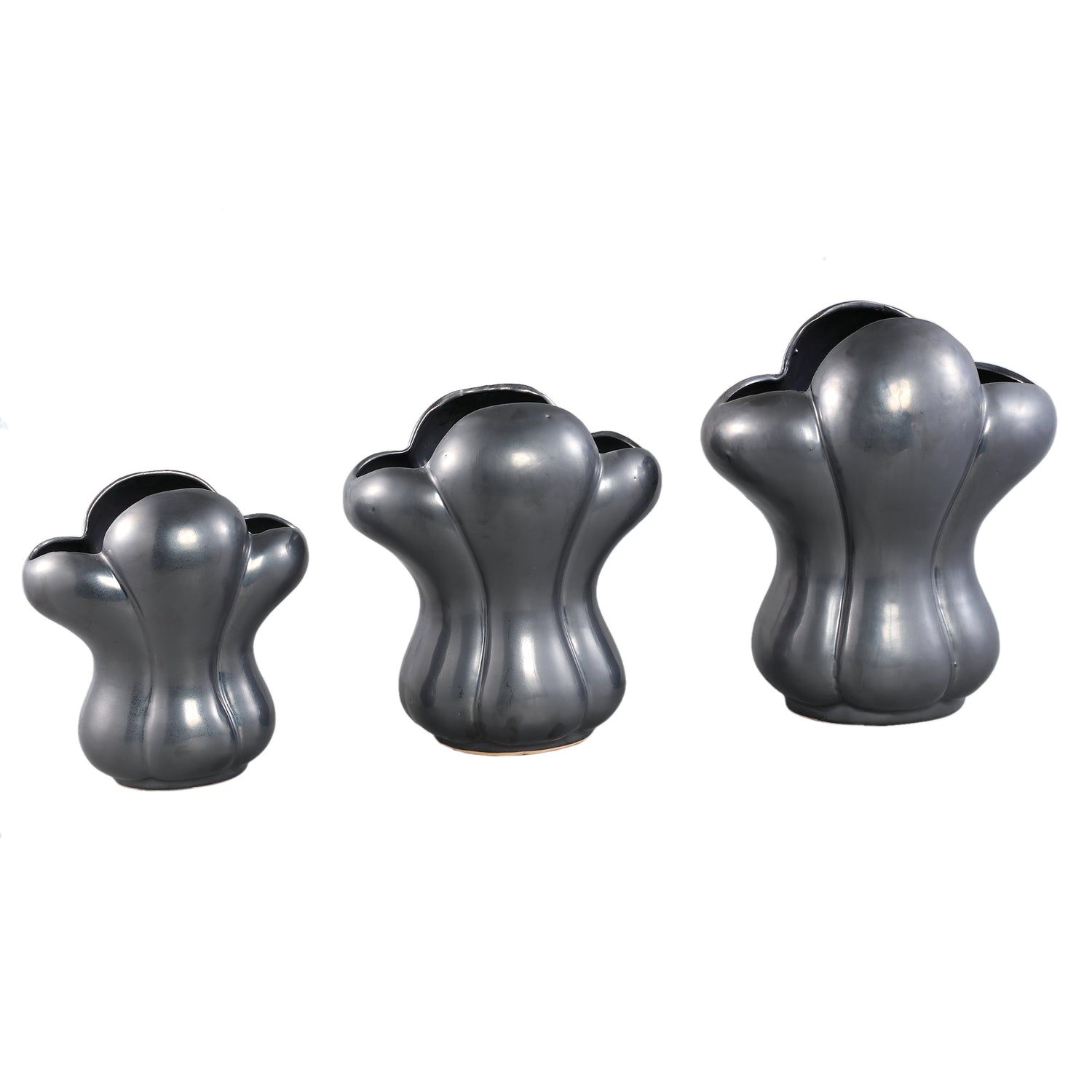 Mellie Black France Lily Flower Ceramic Vase M 26x18x29cm PTMD