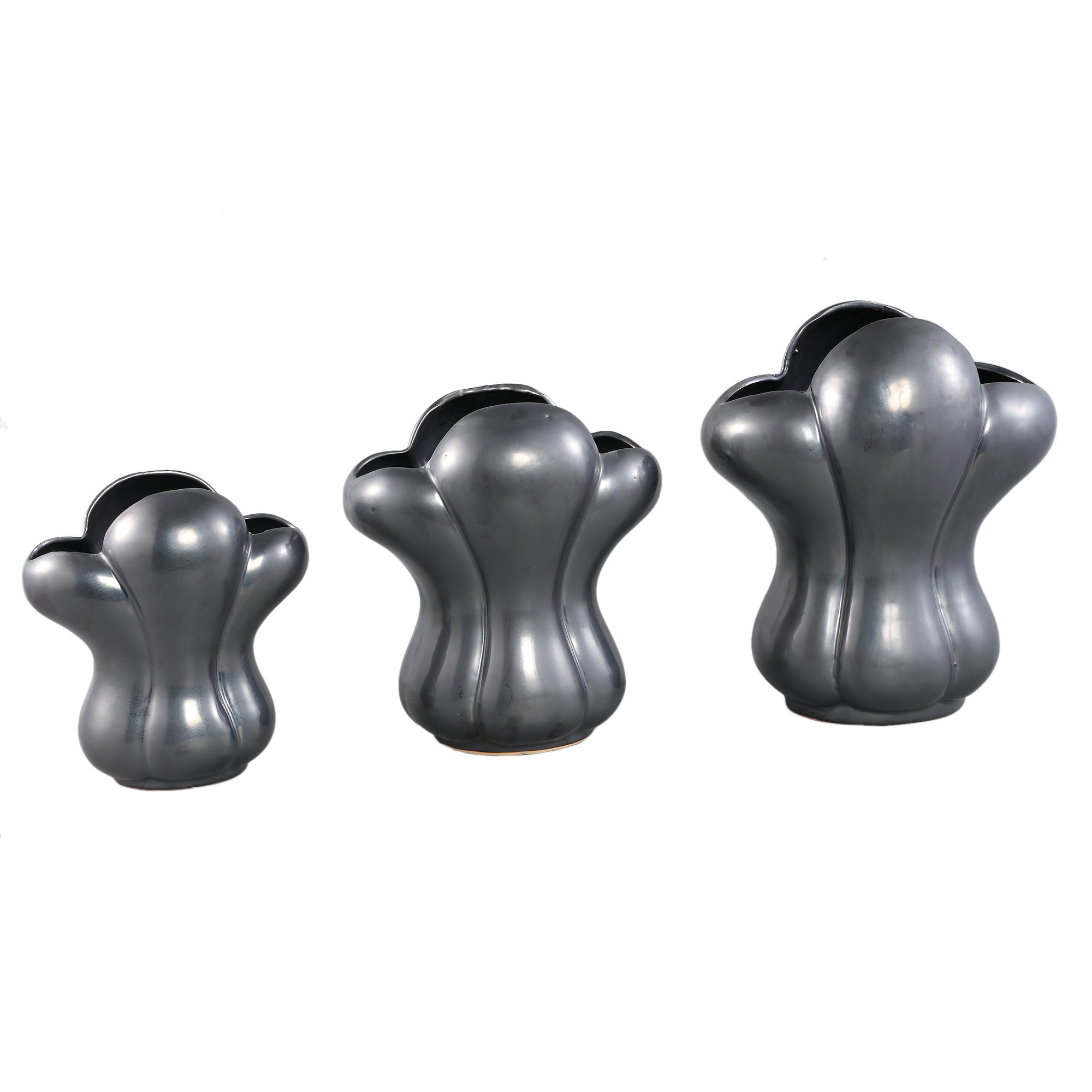 Mellie Black France Lily Flower Ceramic Vase M 26x18x29cm PTMD