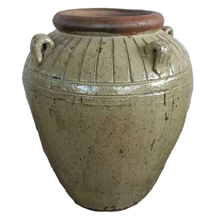 Lisie Natural Blue Ceramic Jar Pot Low PTMD
